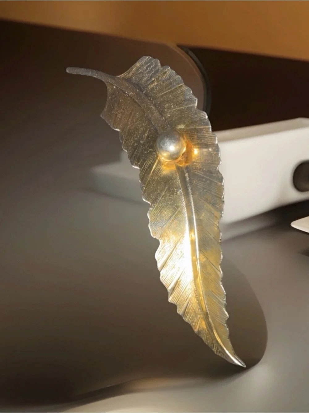 Vintage Gold Feather Pin Brooch